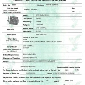 BIRTH CERTIFICATE